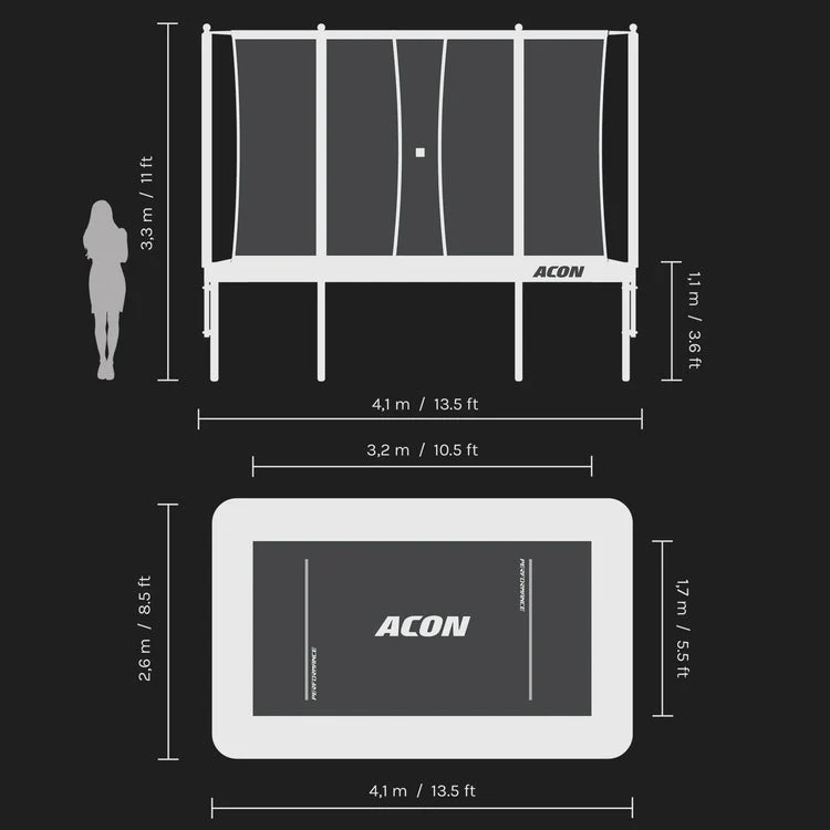 Acon 13 HD PRO Performance Rechteckiges Trampolin mit Netz und Leiter - Image 10