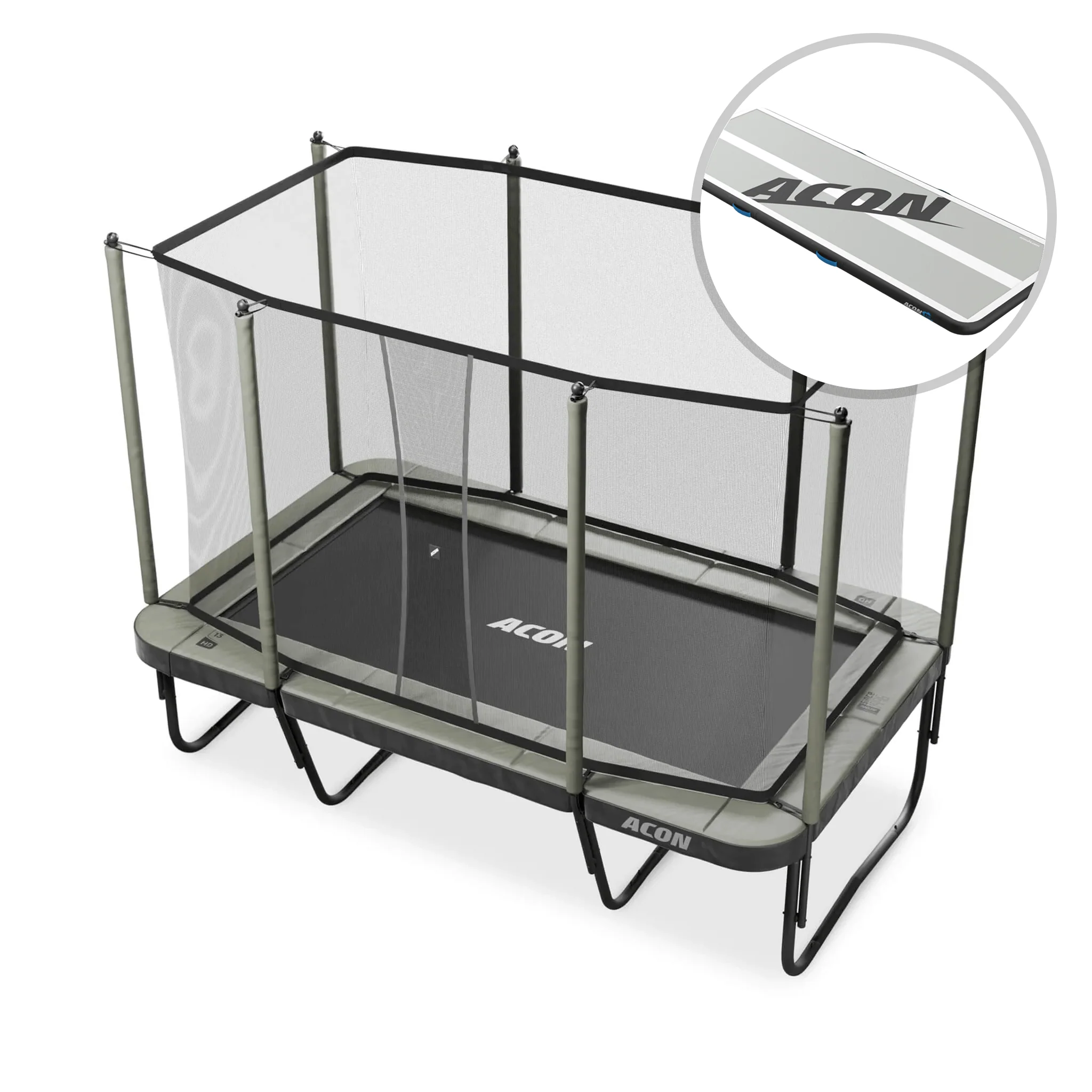 ACON 13 HD Rechteckiges Trampolin mit Netz und Leiter