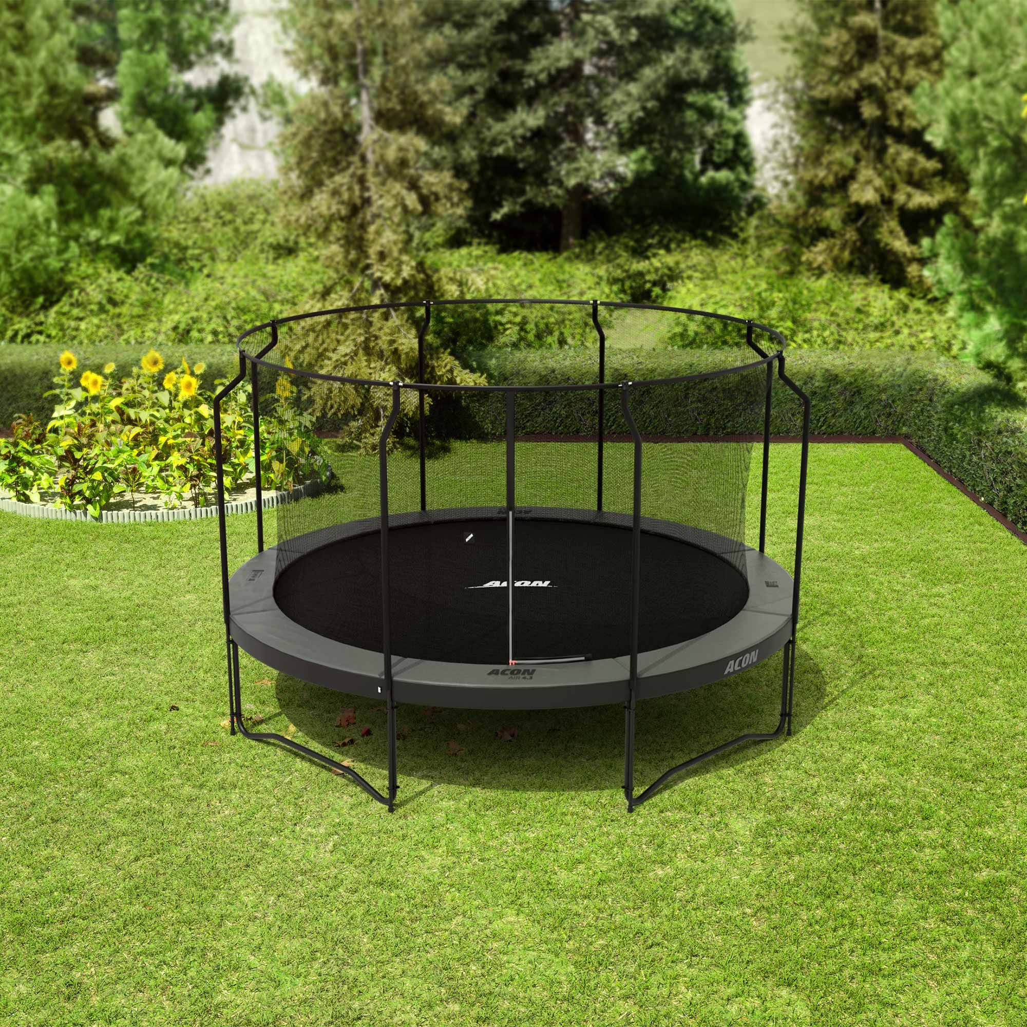 ACON Air 4,3 m Rundes Trampolin mit Premium-Netz und Leiter, schwarz - Image 5