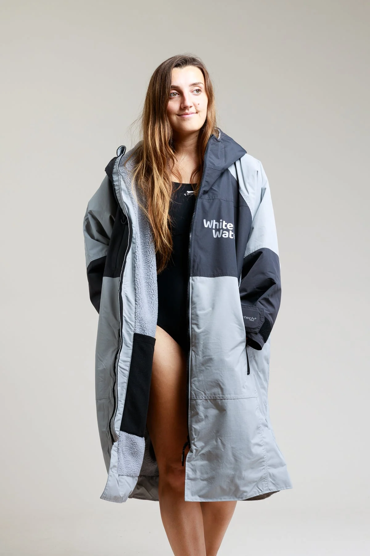 White Water Adults Hard Shell Robe - Steel Grey - Image 5
