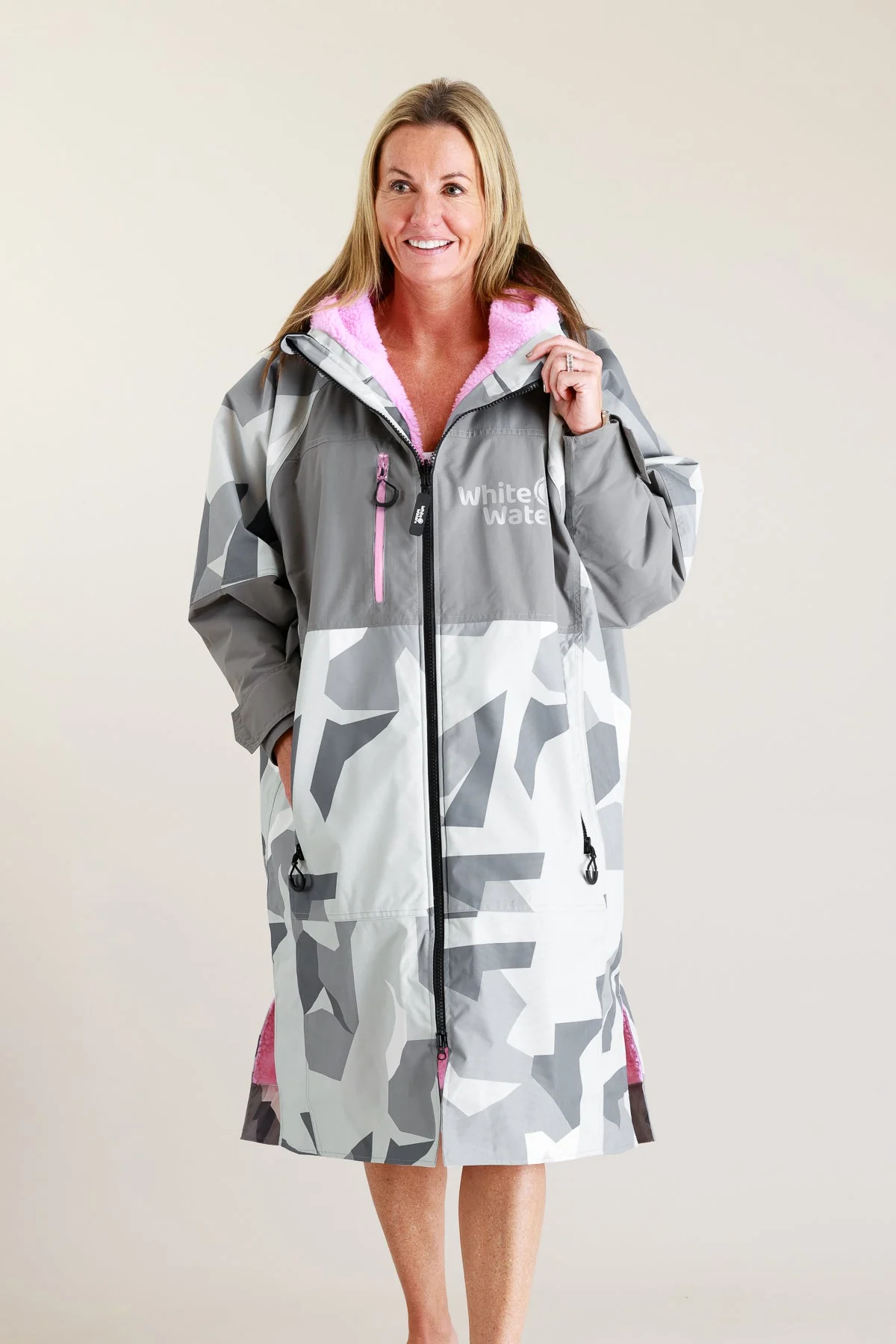 White Water Adults Hard Shell Robe - Arctic Camo/Pink - Image 2