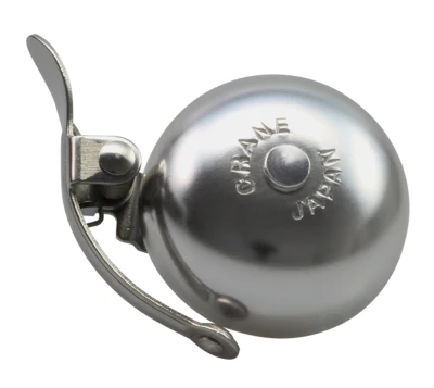 Crane Bell Co. Mini Suzu Fahrradklingel mit Steel Band Mount - Matte Silver - Image 2