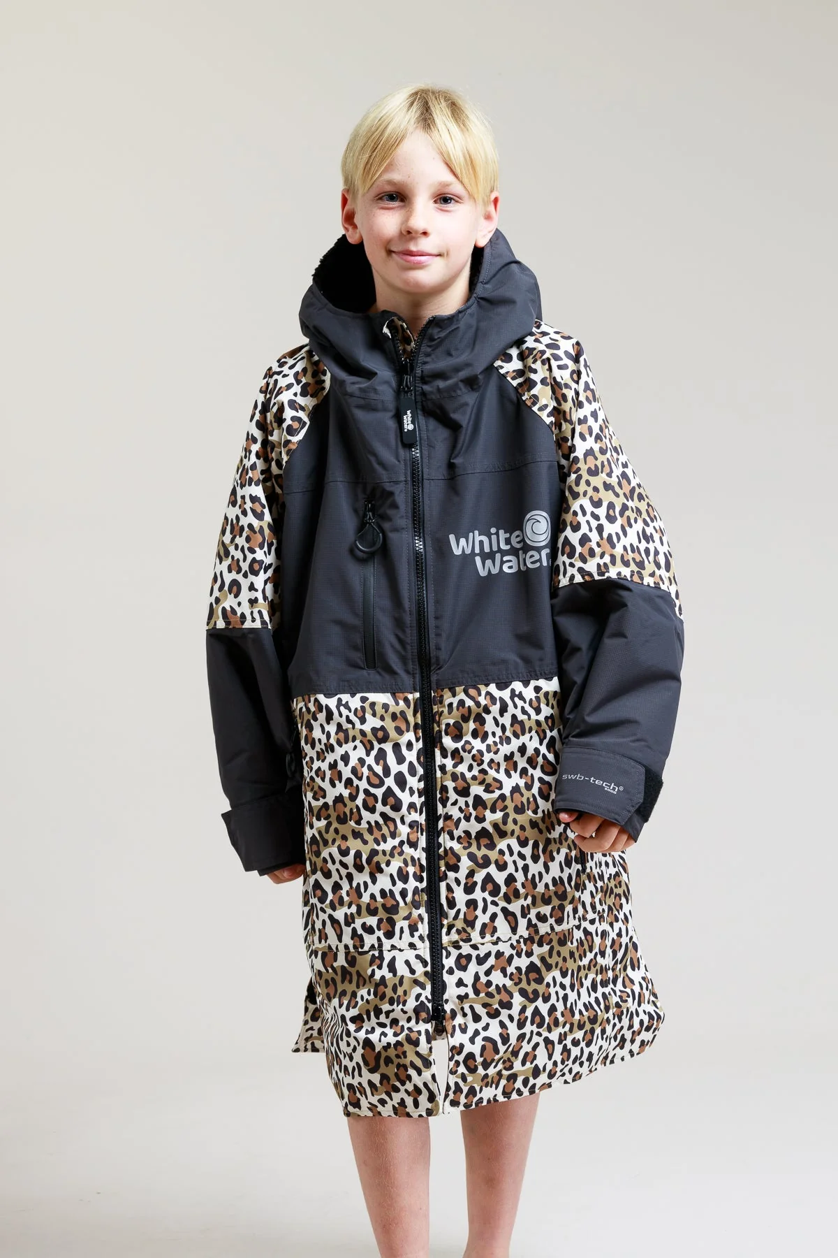 White Water Kids Hard Shell Robe - Leopard Print - Image 6
