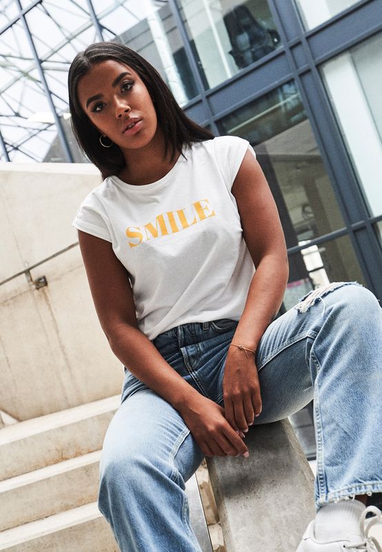 Mister Tee Ladies T-Shirt Smile white - Image 3