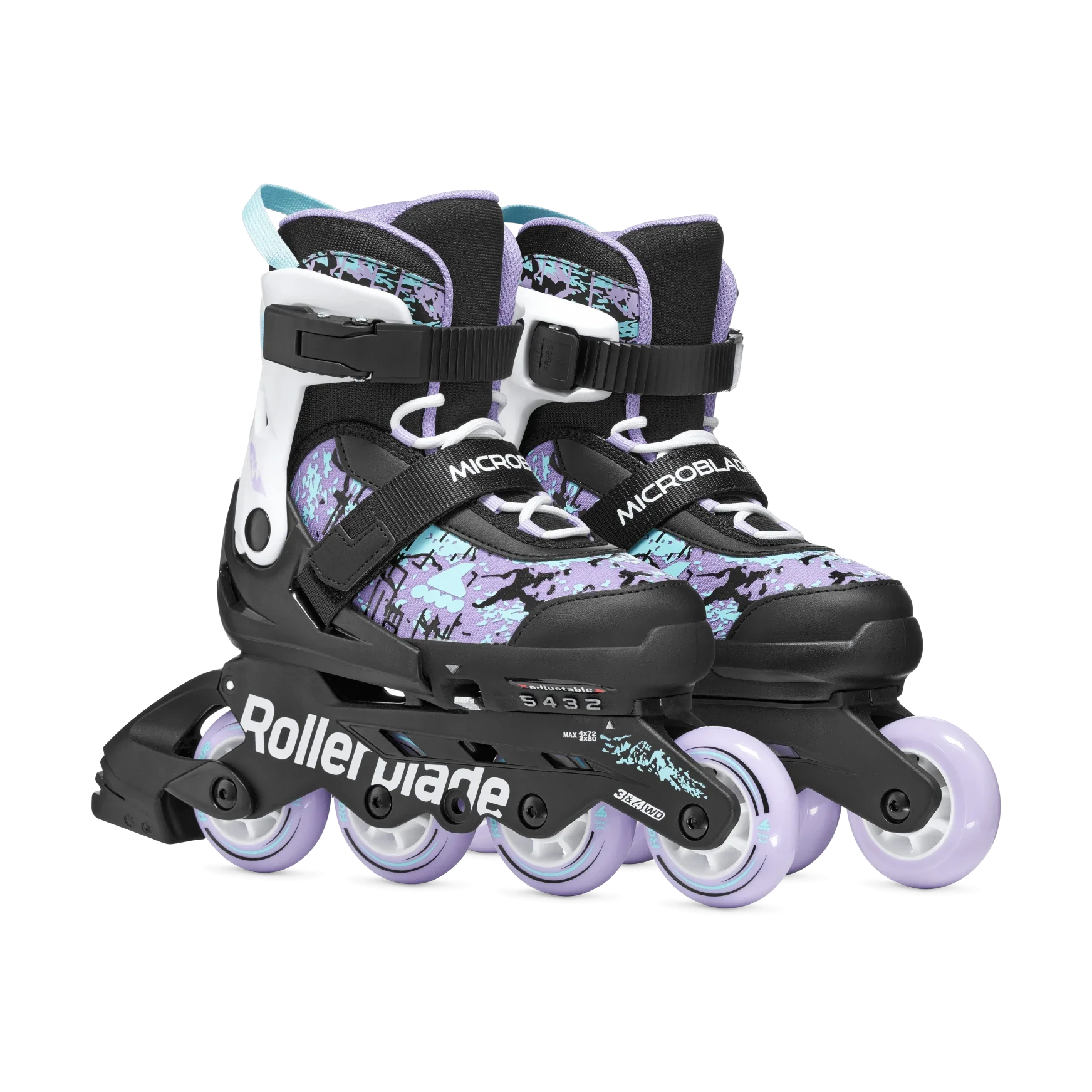 Rollerblade Kids Skate Microblade SL 26 Black/Lavender/Light Blue - Image 6