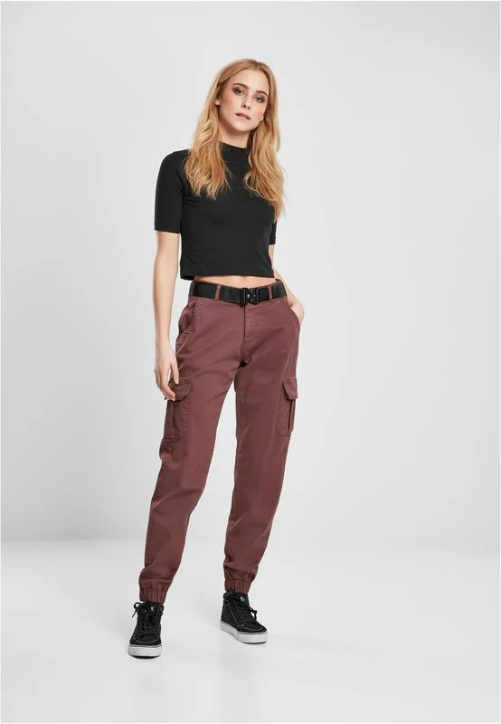 Urban Classics Ladies High Waist Cargo Pants cherry - Image 5